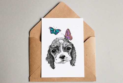 Spaniel with butterflies